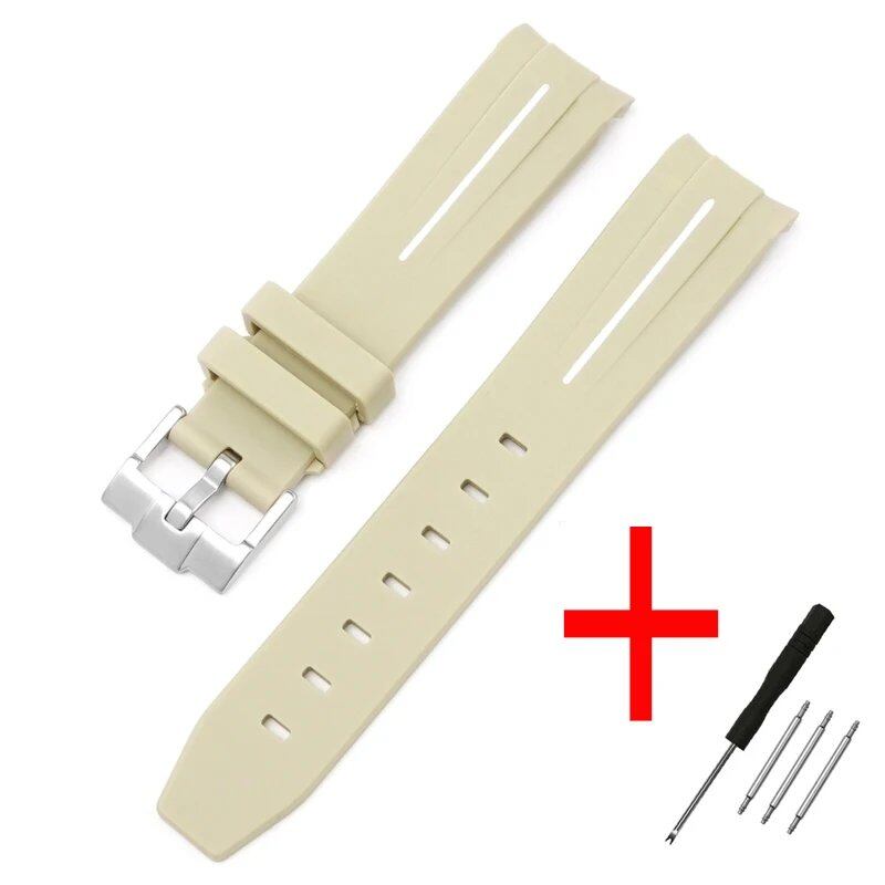 New 20mm Bent End Rubber Watch Strap for Omega Moonwatch, Joint Constellation, Men's Waterproof Sports Watch Band, Band Color: 20mm; Band Width: 20mm, Parallel Import