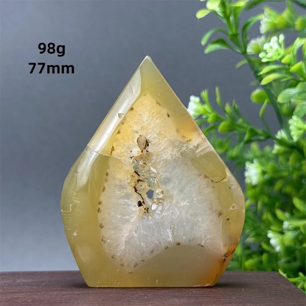 Natural Yellow Agate Geode, Freeform Torch, Mineral Energy, Home Furnishings, Meditation, Aura, Prayer, Altar, Gift, Parallel Import