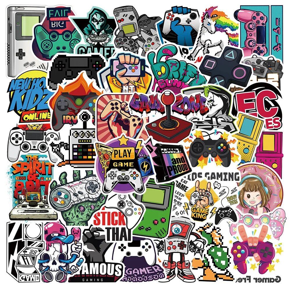 10/30/50 Sheets Cool Vintage Video Game Stickers & Decals for Skateboards, Laptops, Cell Phones, Bicycles, and Cars. Funny Waterproof Stickers for Kids, Classic Toys. Color: Video. Parallel Import.