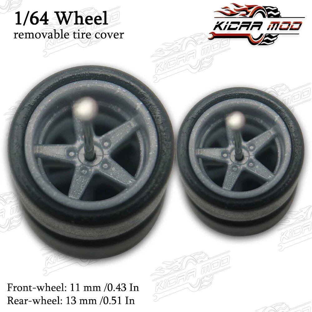 1/64 Scale RLC Premium Slick Tires for Hot Wheels RLC Muscle Car Advan GT Model Car Modification Parts D:11mm+13mm (1 Set) Color Parallel Import