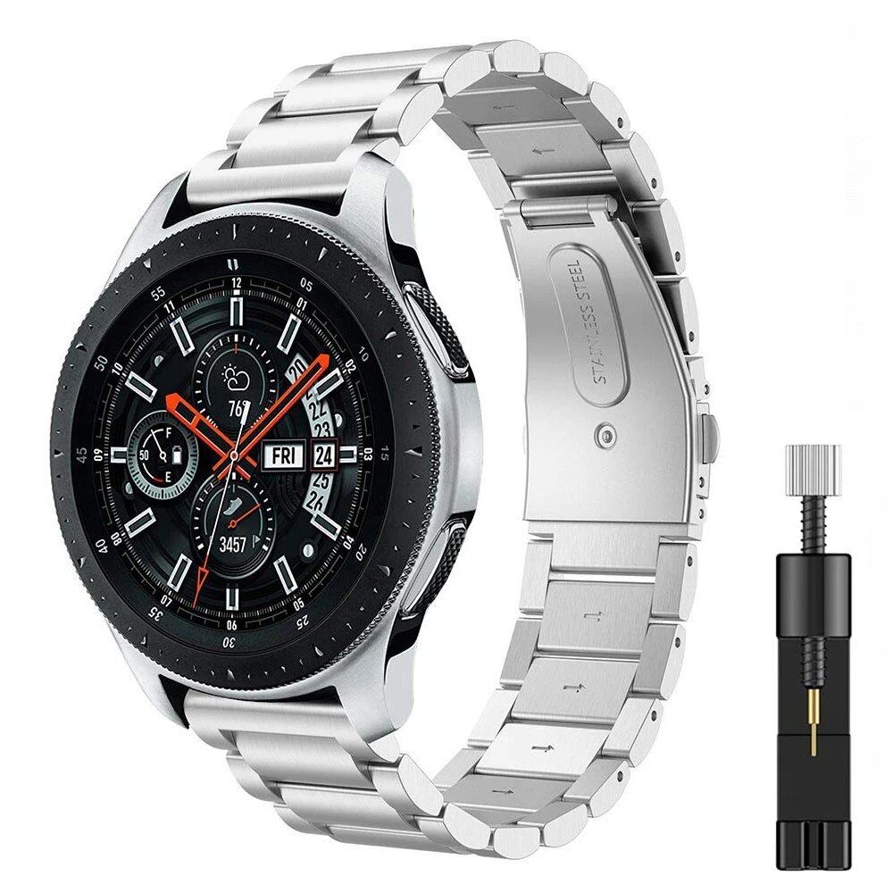 22mm/20mm Metal Strap for Samsung Galaxy Watch 3/4/5, Gear S3, Amazfit, Stainless Steel Chain Strap, Compatible with Huawei Watch 4 GT2/3 Pro, Band Color: Parallel Import