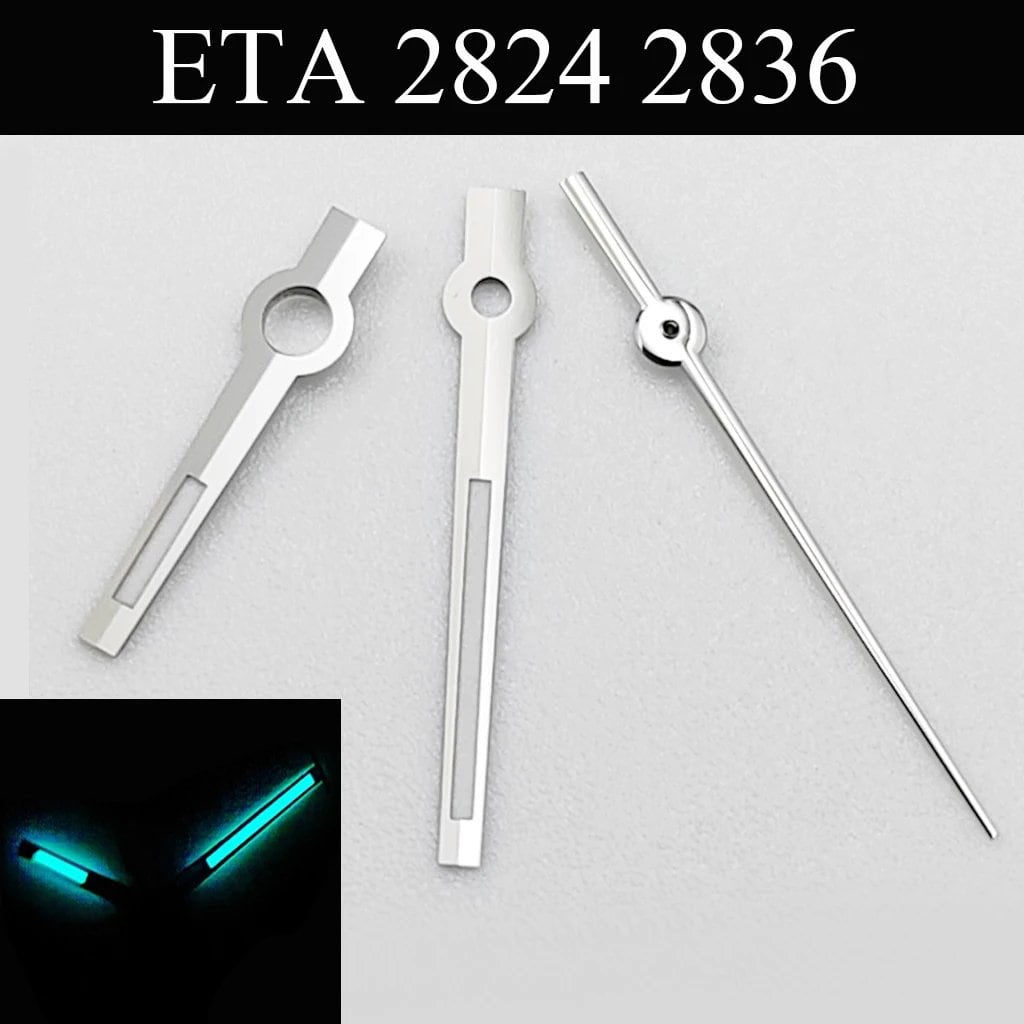 Green, Blue, Cyan Luminous Watch Hands for NH35, NH36, ETA 2824, 2836, Miyota 8215, 8205, 821A, DG2813, and 3804 Automatic Watches (Parallel Import)