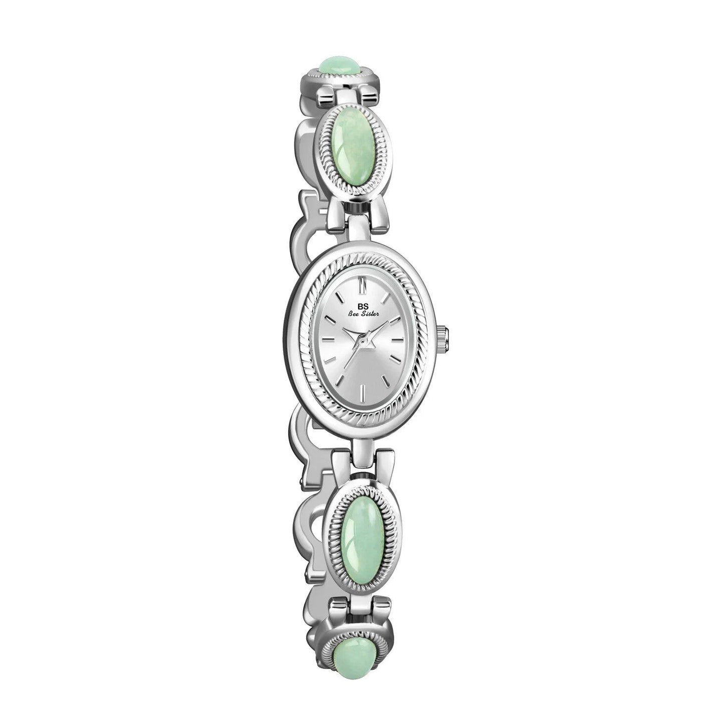 UTHAI Women's Watch, Bracelet, Luxury Brand, Waterproof, Retro, Natural Dongling Stone and Hotan Jade, Elegant Chain Watch, Gift, Color: Parallel Import