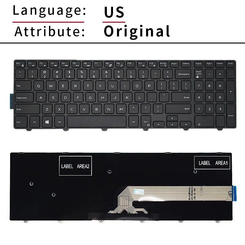 100%新品 純正 米国英語版 Dell Inspiron 15 17 5577 5576 3541 3542 3543 5547 5548 5542 7557 7559 用 キーボードバックライト 0V9F14 並行輸入品