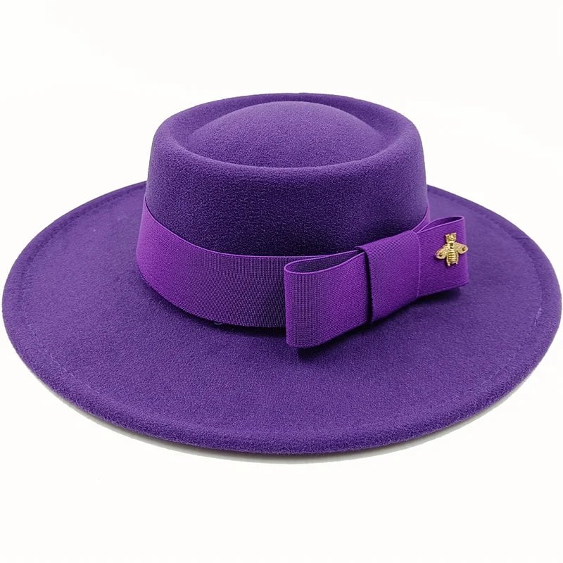 Winter Bowtie Fedora Hat with Textured Surface, Flat Top, and Elastic Band. Red. Men's and Women's Jazz Hat. Sizes: 56-58cm. Ships from: Parallel Import.