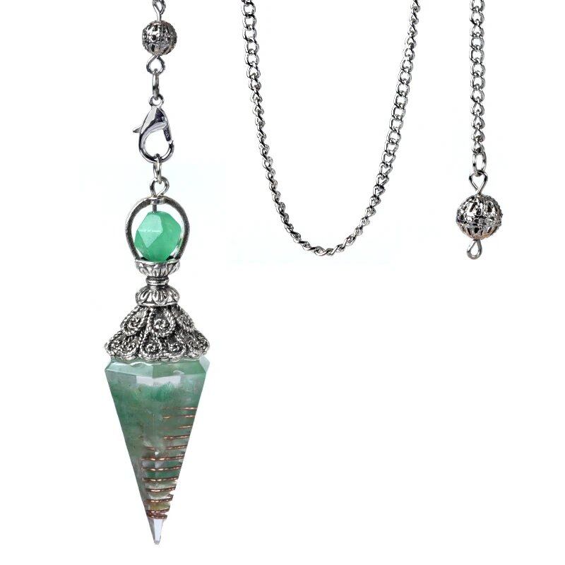 1 Orgone Pendulum for Energy Healing, Chakra Divination, with Tip, Natural Crystal Stone Chip Bead Pendant, Yoga, Meditation Pendant; Product Diameter: 18 x 60mm, Parallel Import