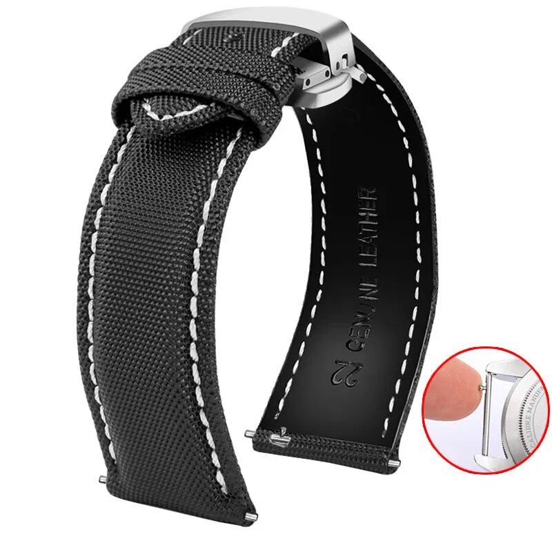 20mm, 21mm, 22mm, 23mm, 24mm Nylon & Leather Watch Band for Tag Heuer, Citizen, and Seiko 5. Men's and Women's Canvas Watch Strap. Band Color: mm. Parallel Import.