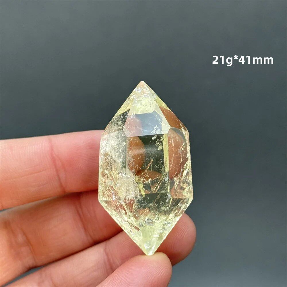 Natural Clear Citrine Double Tip Energy Bar, Reiki Healing Crystal Point, Garden Home Decor, Meditation, Spiritual Color, Parallel Import