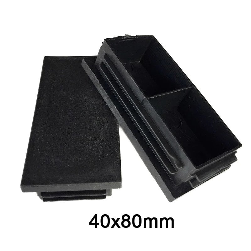 Set of 1, 2, 5, or 10 40x80mm Plastic Blank End Caps for Tubes and Pipes, Black, Insert Plugs, Steel Leg Stoppers, Size: 40mm x 80mm, Parallel Import