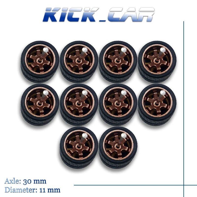 1/64 Scale 6-Spoke Wheels with Fixed Black Rubber Tires - Refit Parts for Toy Models and Diecast Cars (5-Pack for Hot Wheels) Color: Parallel Import