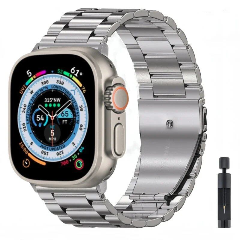 Stainless steel metal strap for Apple Watch, compatible with Ultra/2/9/8/7/6/5/4/3/SE models, sizes 49mm/45mm/44mm/42mm/41mm/40mm, band color: mm, parallel import