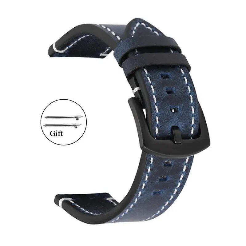 Genuine Retro Calf Leather Watch Band, 18mm, 20mm, 22mm, 24mm, Compatible with Samsung Watches and Huawei Watch GT2/GT3, Sport Strap, Band Color: mm, Parallel Import