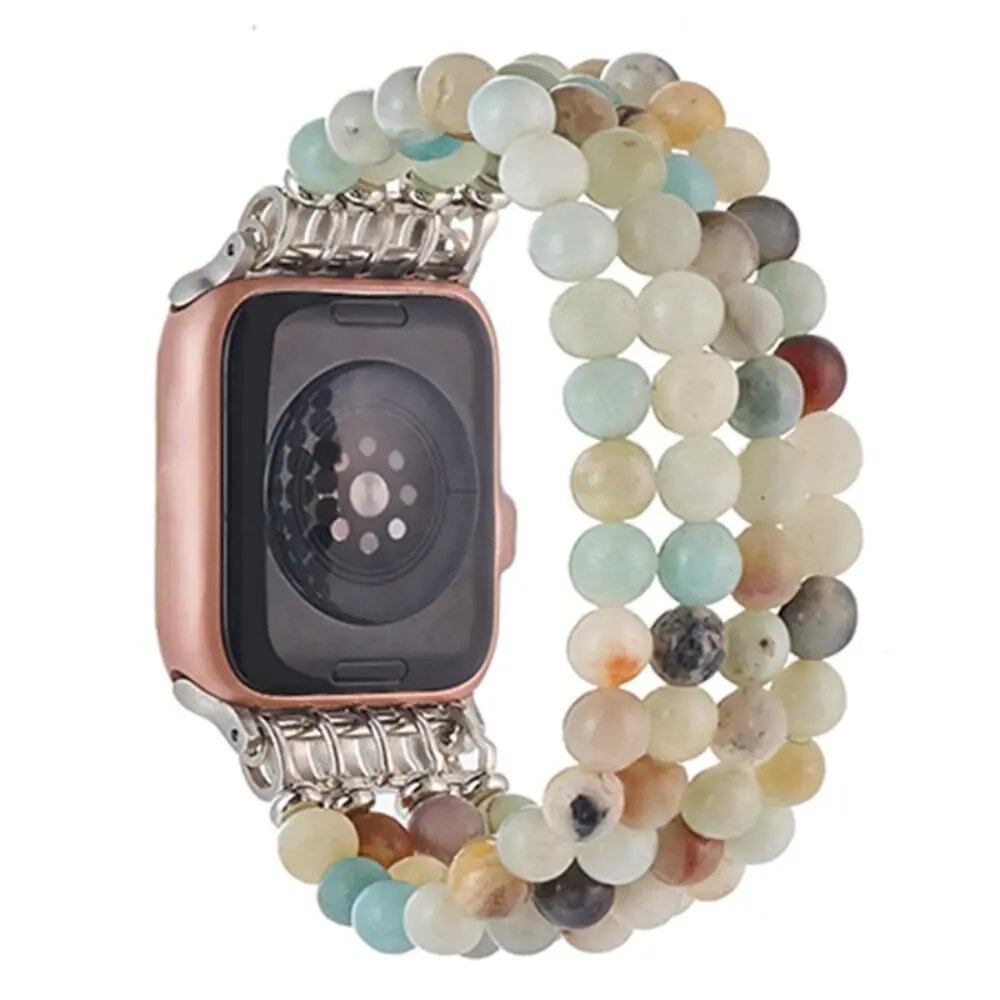 Trendy Stretch Stone Beaded Watch Strap, Watch Accessory Bracelet for 38mm/49mm Apple Watch, Band Color: mm, Parallel Import