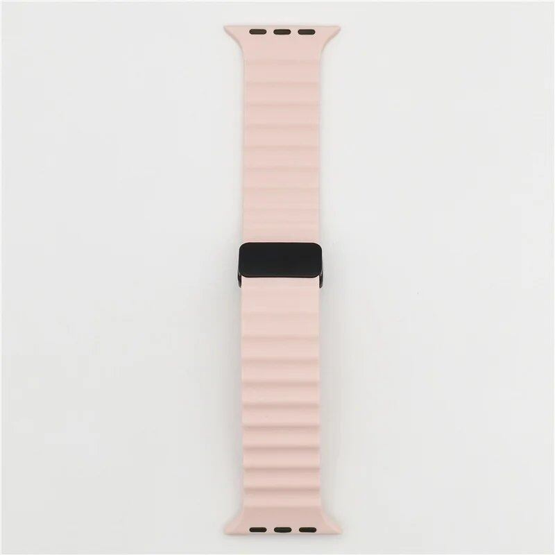 Magnetic Buckle Strap for Apple Watch - Compatible with Ultra 2/SE/Series 3-9, 49mm/45mm/44mm/40mm/41mm/38mm/42mm Silicone Bracelet, Band Color: mm, Parallel Import