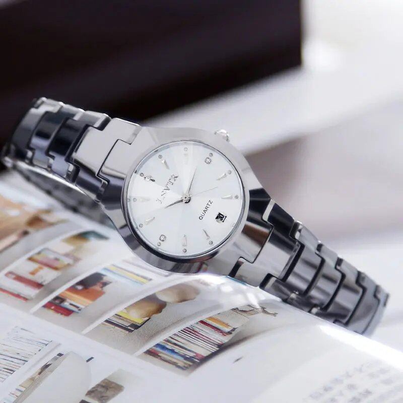 YIKAZE Business Quartz Watch, Waterproof, Stainless Steel, Luxury, Calendar, Date Function, Couple's Watch, Color: Parallel Import