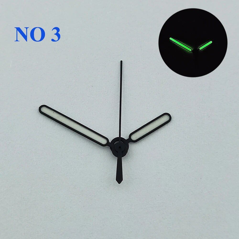 NH35 Hand Set, Silver/Rose Gold/Black with Green Fluorescent, Compatible with 4R/7S/NH35/NH36, Watch Parts, Parallel Import