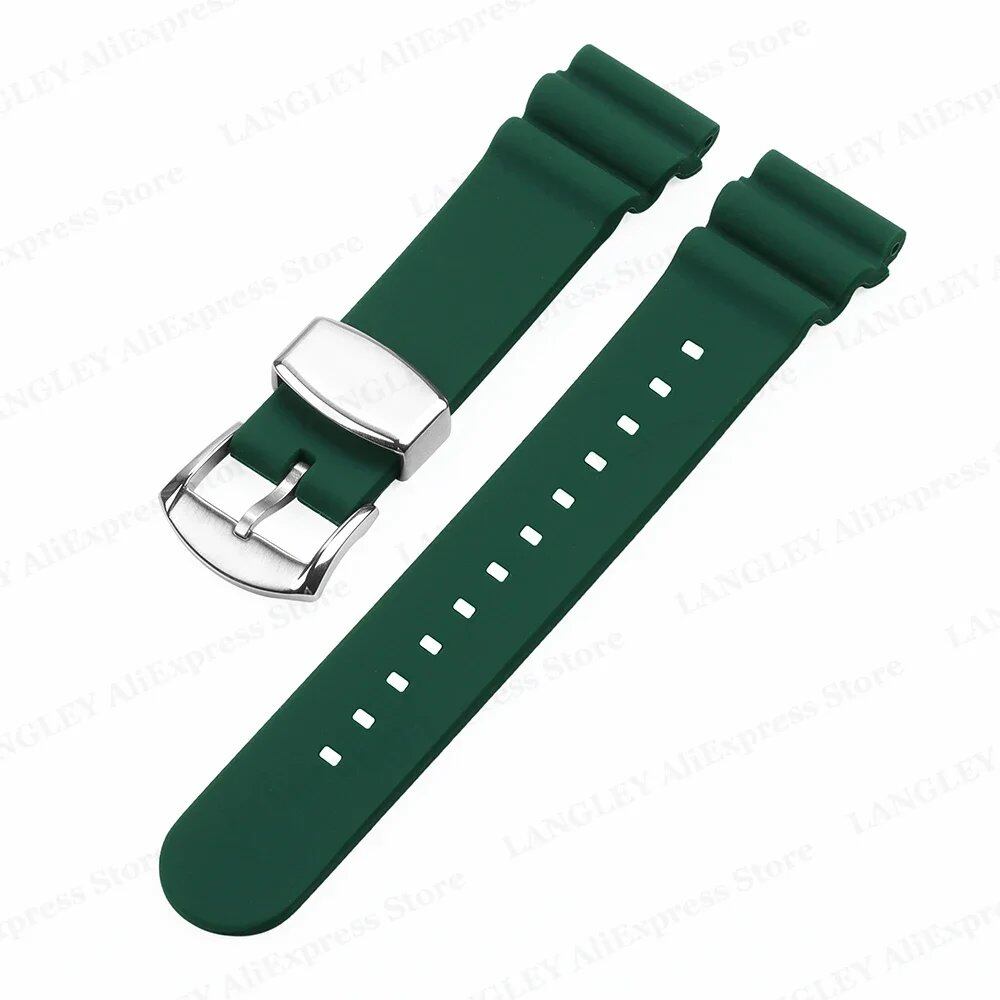 SEIKO Diving Silicone Watch Band, 20mm/22mm, Compatible with SKX007/009, featuring Canned Abalone Shell and Water Ghost Design. Ring Clasp/Pin Buckle Bracelet. Size: No Logo; Band Color: mm. Parallel Import.