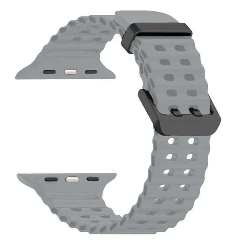 Silicone Ocean Strap for Apple Watch Ultra 2, 49mm, 45mm, 44mm, 42mm, 38mm, 41mm, and 40mm, compatible with iWatch Series 10/9/8/7/SE/5/4/3. Correa sizes: 42mm, 44mm, 45mm, and 49mm. Band colors: Parallel import.