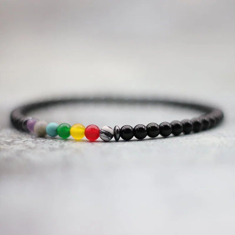4mm Natural Volcanic Stone Bead Bracelet, Unisex, Minimalist Chakra Bracelet, Meditation Jewelry, Tiger Eye Bracelet, Metal Color: Parallel Import