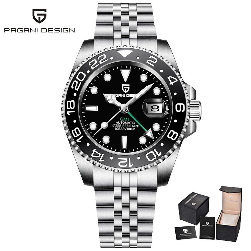 Pagani Design Model 40mm GMT Mechanical Watch with Sapphire and Ceramic Bezel, Automatic, Stainless Steel, 100m Water Resistance, Parallel Import