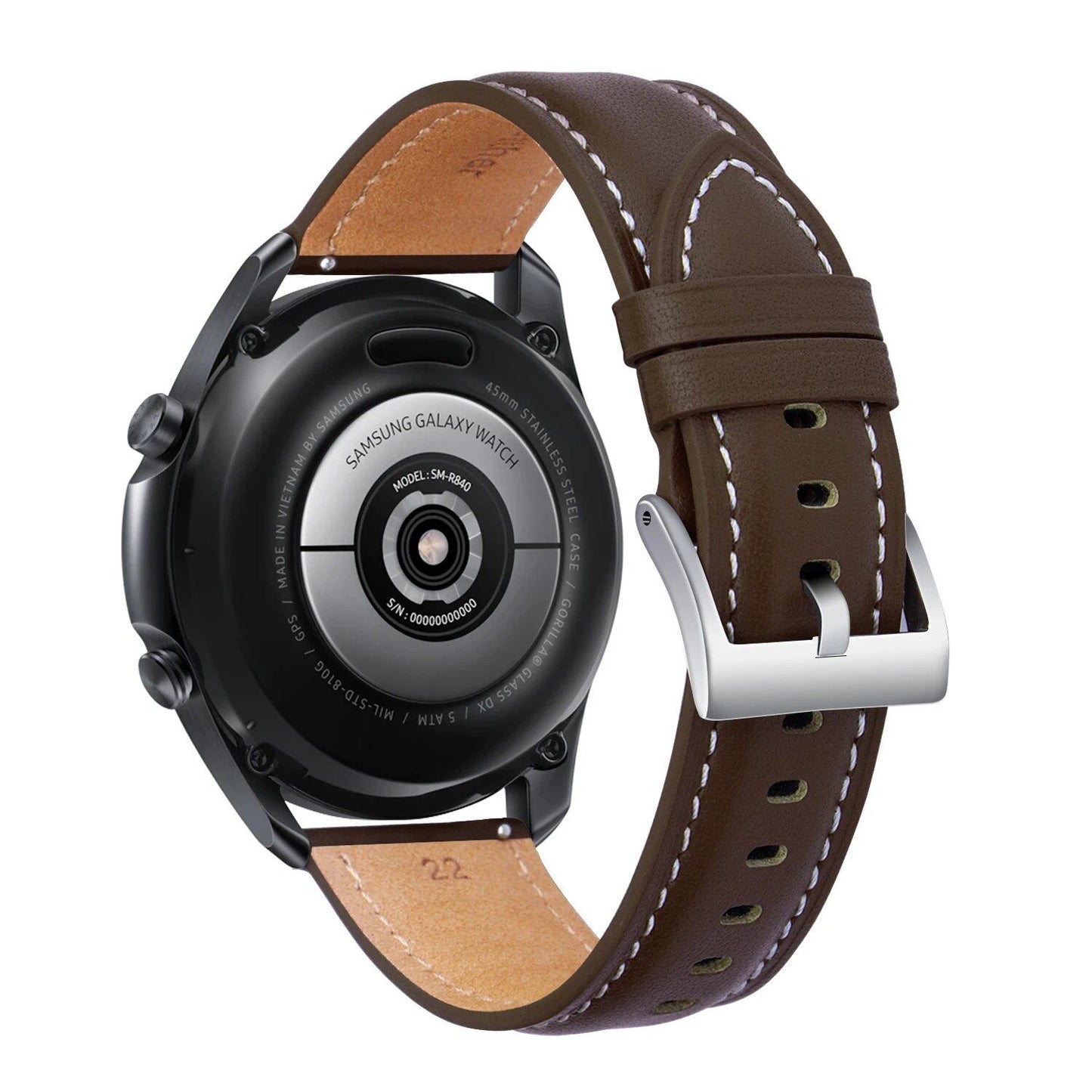 20mm Leather Strap Replacement Band for Samsung Galaxy Watch 3 (41mm, 45mm), Active 2, Gear S3, and HUAWEI WATCH GT2 (46mm). Band Color: mm. Parallel Import.