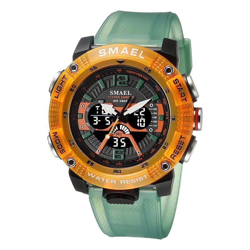 SMAEL Men's Waterproof Analog-Digital Quartz Watch with Stopwatch and Alarm Clock, Model 8058, New Arrival, Parallel Import