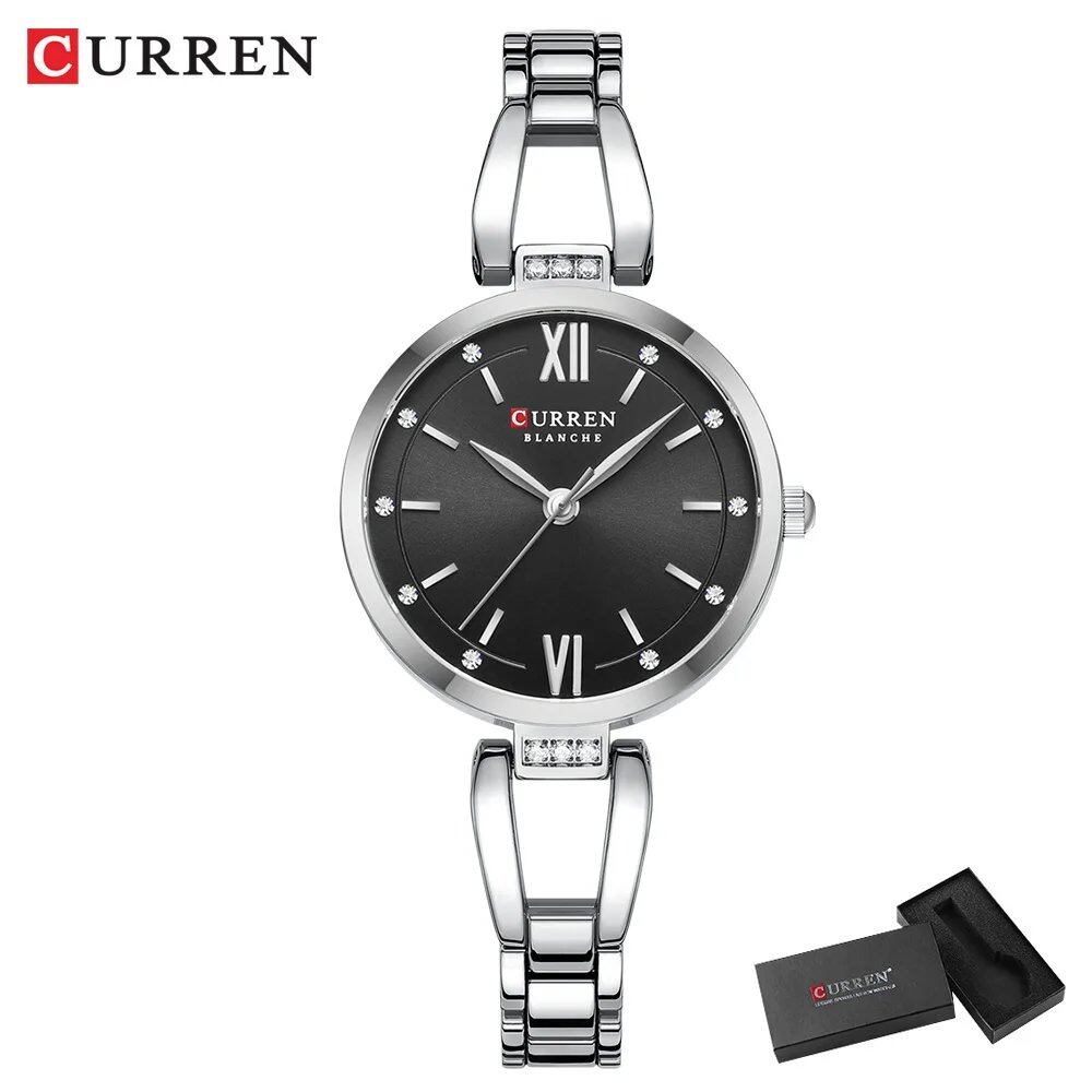 Karen Women's Quartz Watch, Luxury Fashion Rhinestone and Stainless Steel Band, High-Quality, Parallel Import