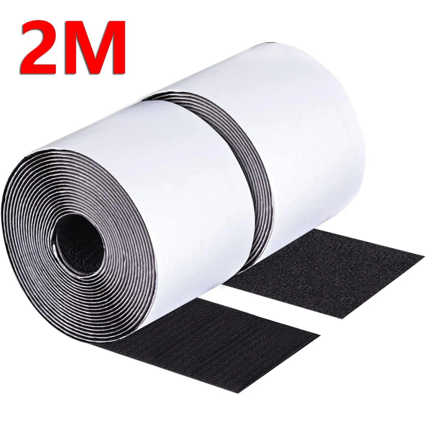 1/2/5 Meter Strong Adhesive Hook & Loop Tape, Double-Sided Adhesive for DIY Crafts, 50mm Black, Size: 50mm Wide; 1 Meter, Parallel Import