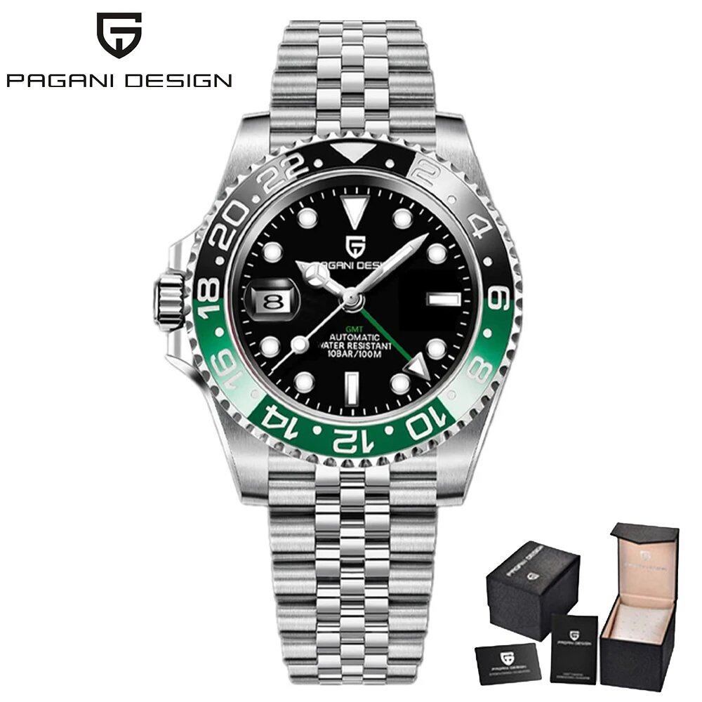 Pagani Design Model 40mm GMT Mechanical Watch with Sapphire and Ceramic Bezel, Automatic, Stainless Steel, 100m Water Resistance, Parallel Import