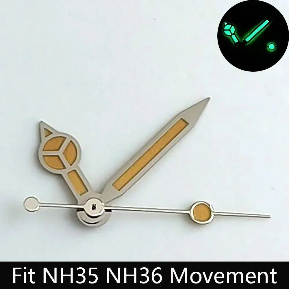 High-quality watch hands, blue-green/green luminous hands, compatible with N H35 NH36/ETA 2836 2824/8205 8215 movements. Color: Parallel import.