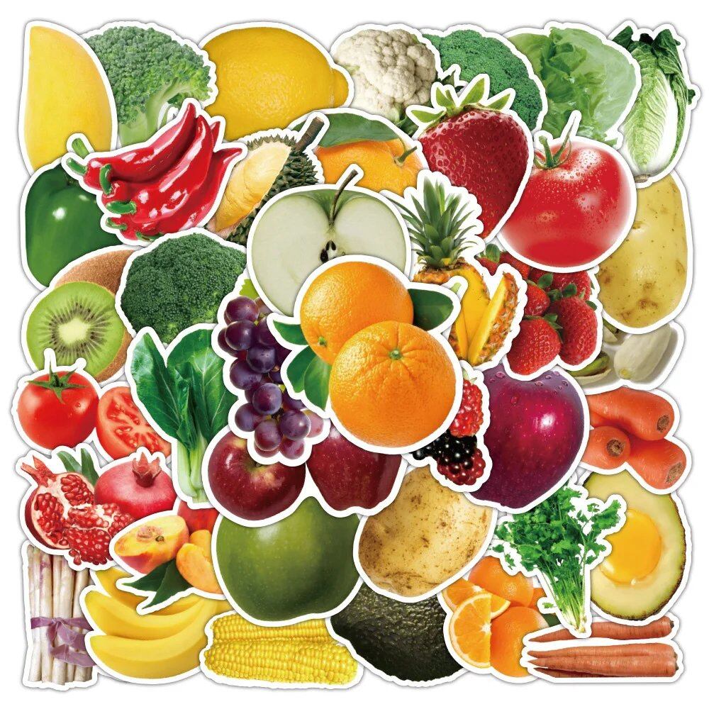 10/30/50-Piece Green Food, Vegetable, and Fruit Stickers for DIY Smartphones, Laptops, Suitcases, and Skateboards. Graffiti Decals. Also Great for Kids' Toys. Color: 0. Parallel Import.
