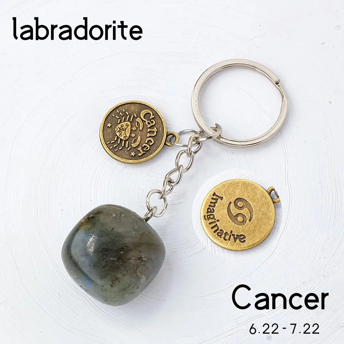 1 Natural Gemstone Zodiac Keychain with Clear Quartz and Amethyst Rolling Stones, DIY Car Key Ring Chain, Size: 1.5cm (Parallel Import)
