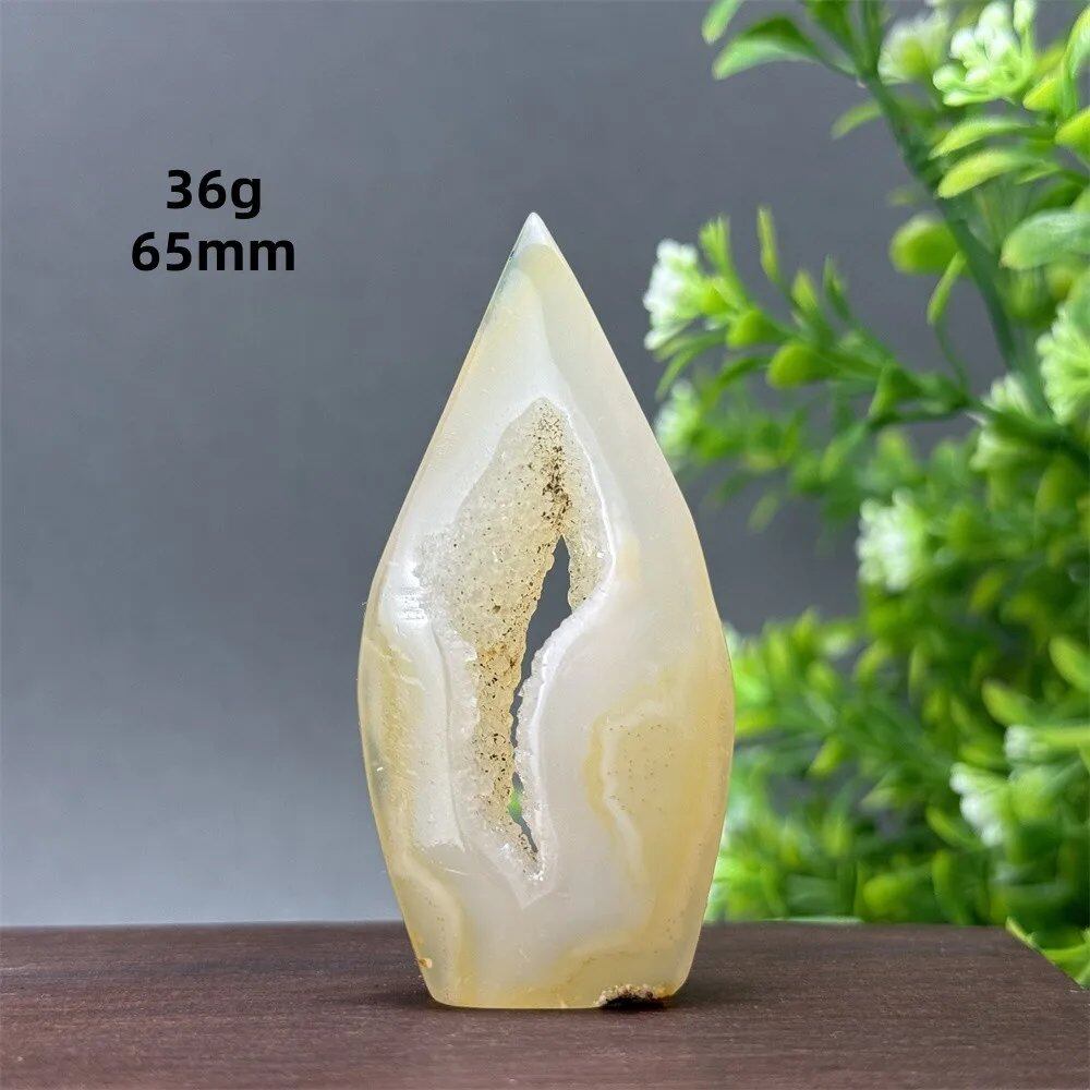 Natural Yellow Agate Geode, Freeform Torch, Mineral Energy, Home Furnishings, Meditation, Aura, Prayer, Altar, Gift, Parallel Import