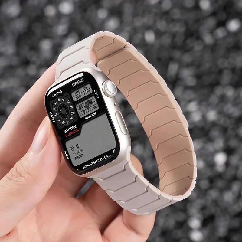 Silicone Band with Magnetic Strap for Apple Watch, Compatible with 46mm, 42mm, 49mm, 45mm, 41mm, 44mm, and 40mm Watches, iWatch Ultra 2/Series 10/9/8/7/6/SE/5/4/3, Band Color: mm, Parallel Import