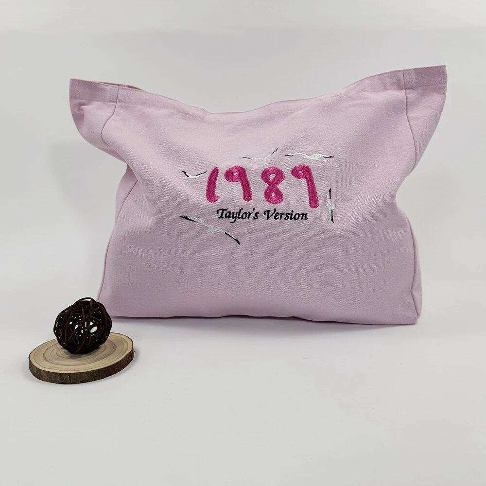 1989 テイラーズ・バージョン 刺繍入り レトロスタイル 女性用 キャンバス エコバッグ 80s 90s ストリートファッション ショルダーバッグ 買い物バッグ 並行輸入品