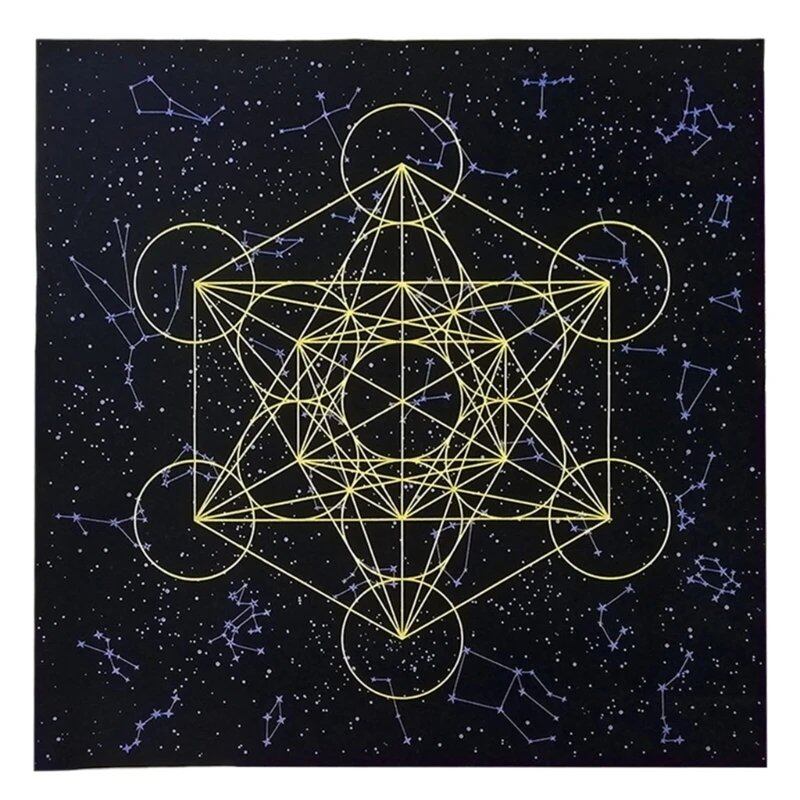 Y1UB Metatron's Cube Crystal Grid Altar Cloth, Tapestry, Tablecloth, Spiritual Cloth for Ritual Use, Sacred Places, and Tarot Table Cover, 0cm, Parallel Import
