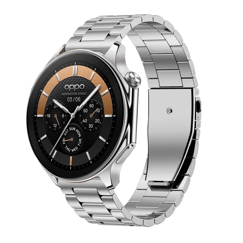 22mm Stainless Steel Metal Bracelet with Folding Buckle for OnePlus Watch 3/2R/2 and OPPO Watch X/X2/4 Pro, Band Color: Parallel Import