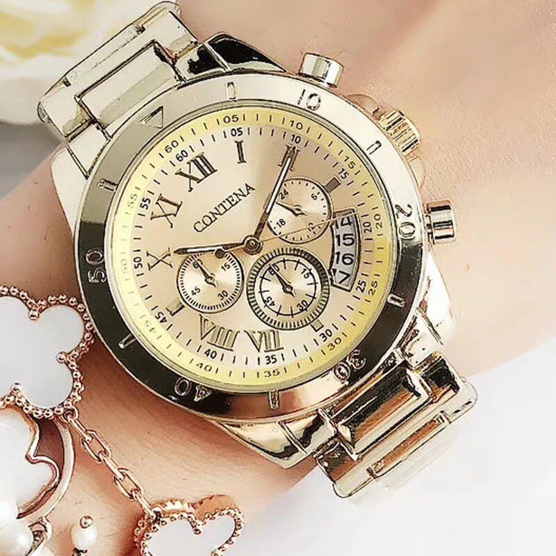 Luxury top brand women's watch, simple stainless steel, stylish, elegant quartz watch for women, parallel import
