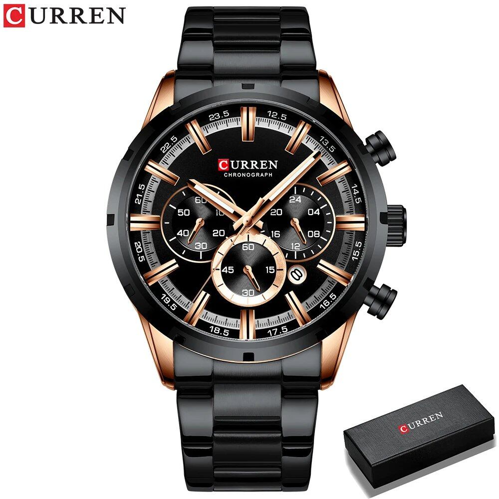 Karen Men's Watch with Blue Dial, Stainless Steel Band, Date Display, Waterproof, Luxury Business Watch, Imported