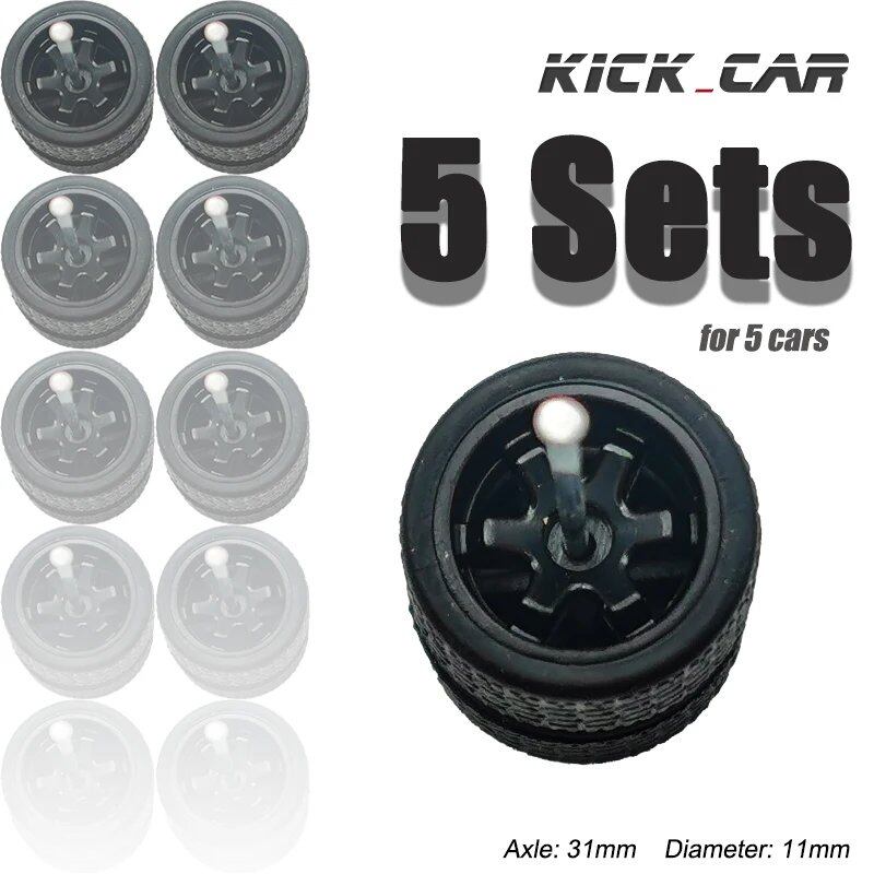 1/64 Scale 6-Spoke Wheels with Fixed Black Rubber Tires - Refit Parts for Toy Models and Diecast Cars (5-Pack for Hot Wheels) Color: Parallel Import