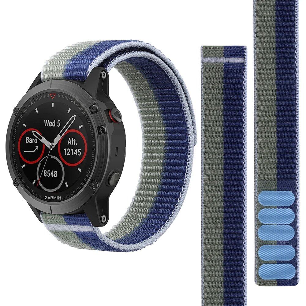 26mm and 22mm Hook-and-Loop Nylon Strap Watch Band for Garmin Fenix 6X/6 Pro/5X/5/7X/7, Epix 2, and Forerunner 965/955/945/935. Band Color: Parallel Import.