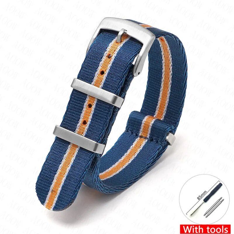 Nylon Strap for Omega Moonwatch, Speedmaster, and Seamaster 300 - Seiko 18mm, 20mm, 22mm, and 24mm Men's Sports Canvas Watch Bracelet, Band Color: mm, Parallel Import