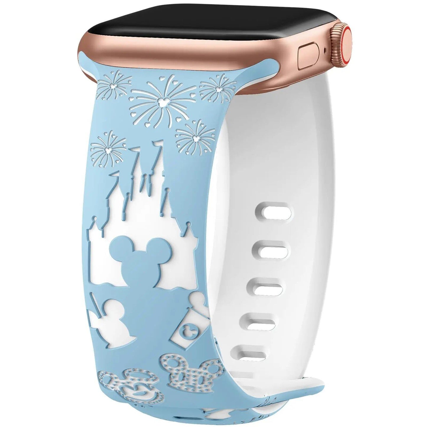 Silicone band for Apple Watch, sizes 40mm, 44mm, 42mm, 46mm, 49mm, 41mm, and 45mm. Engravable. Compatible with Series 10/9/8/7/SE/6/Ultra 2. Band color: mm. Parallel import.