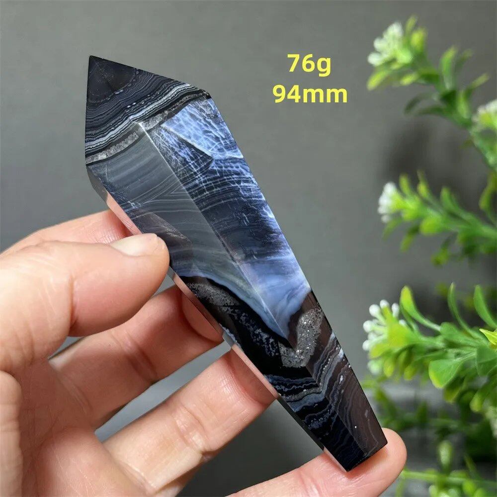 天然ブラックオニキスチップ セプター 超パワー レイキエネルギー チャクラ スピリチュアルヒーリング ウィザード ウィッチクラフト 瞑想 ホームデコレーション ギフト カラー: 並行輸入品