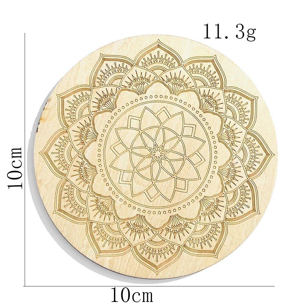 10cm Wooden Tree of Life Jewelry Display Tray with Quartz Crystal Wall Decor, Metatron's Cube, Star of David, Chakra, and Meditation Accessory (Imported)