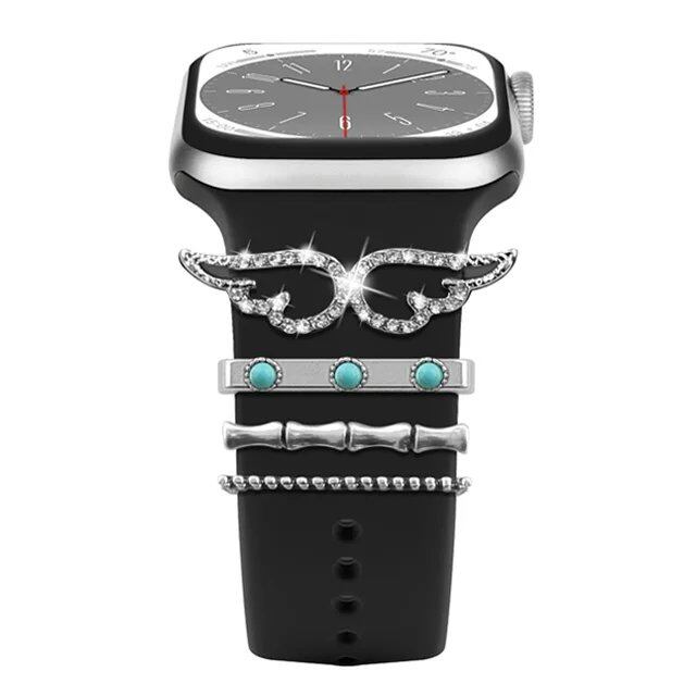 Diamond Jewelry-Embossed Band for Apple Watch Ultra 2, 9, 8, and 7, Compatible with Samsung and Huawei, 20/22mm Bracelet Strap, Band Color: ; Ships from: Parallel Import