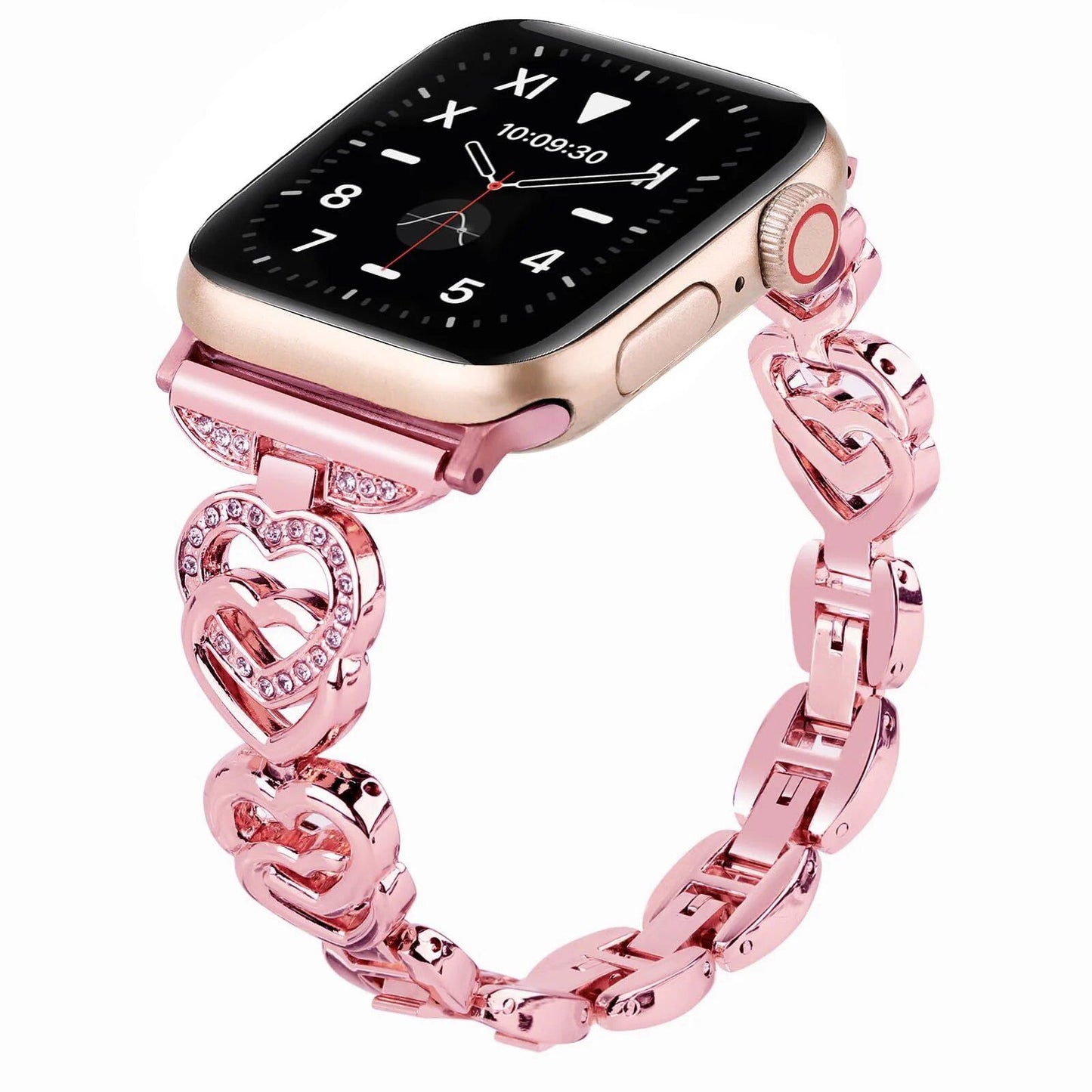 Diamond Heart Strap for Apple Watch, Metal Bracelet, 40mm, 44mm, 38mm, 45mm, 41mm, 49mm, 42mm, Compatible with iWatch Series SE, 7, 6, 3, 5, Ultra, 2, 8, and 9, Band Color: mm, Parallel Import