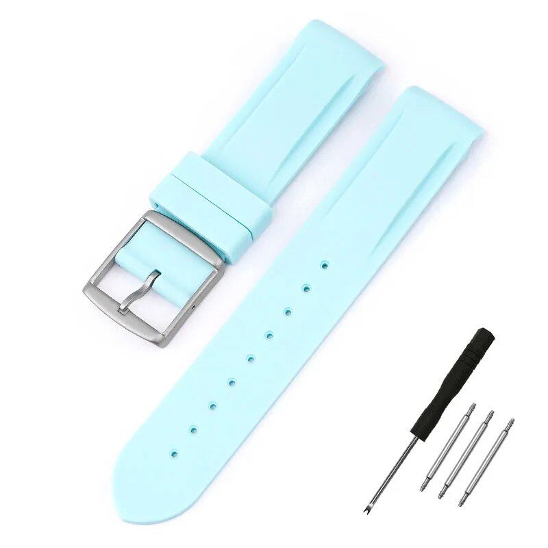 New 20mm Bent End Rubber Watch Strap for Omega Moonwatch, Joint Constellation, Men's Waterproof Sports Watch Band, Band Color: 20mm; Band Width: 20mm, Parallel Import