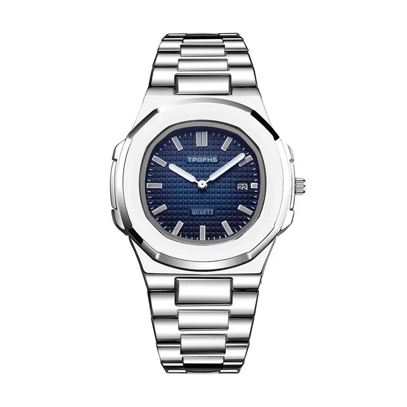 "Luxury Business Watch, Men's, 30m Water Resistant, Luminous, Date Display, Stainless Steel, Square Shape, Quartz Movement, New Model" Color: Parallel Import