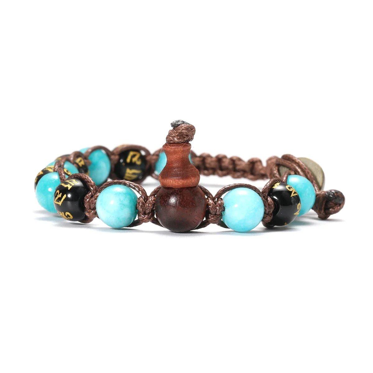 Natural Stone Prayer Bracelet, Tibetan Prayer Beads, Handmade Men's and Women's Bracelet, Yoga & Meditation Jewelry, Metal Color: Style, Parallel Import